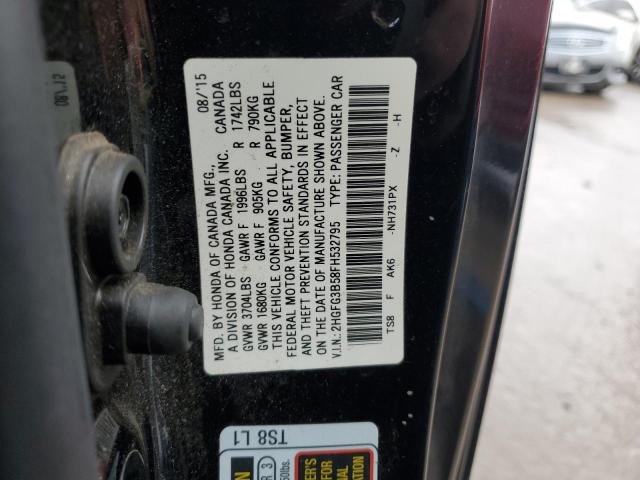 2HGFG3B58FH532795 - 2015 HONDA CIVIC LX BLACK photo 12