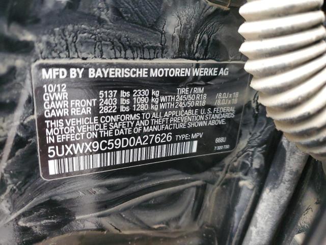 5UXWX9C59D0A27626 - 2013 BMW X3 XDRIVE28I BLACK photo 13