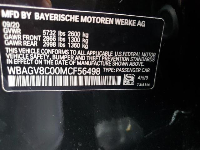 WBAGV8C00MCF56498 - 2021 BMW M850XI BLACK photo 12