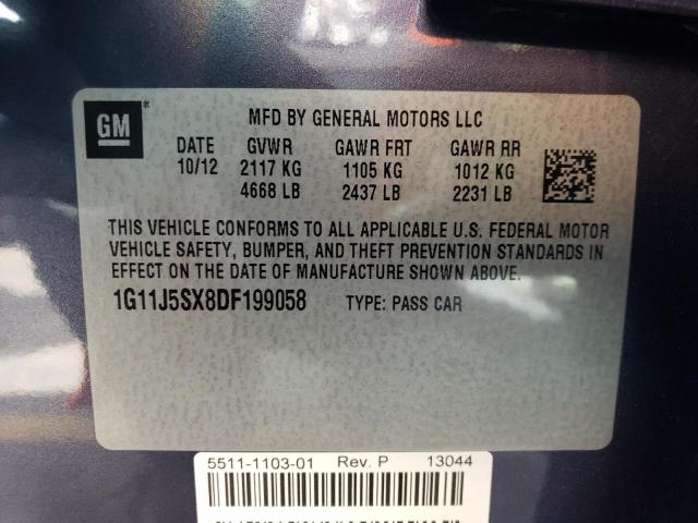 1G11J5SX8DF199058 - 2013 CHEVROLET MALIBU LTZ ლურჯი ფოტო 12