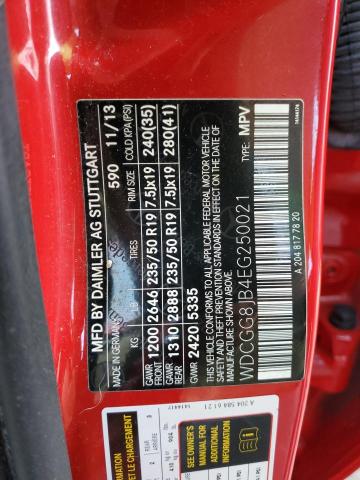 WDCGG8JB4EG250021 - 2014 MERCEDES-BENZ GLK 350 4MATIC RED photo 12