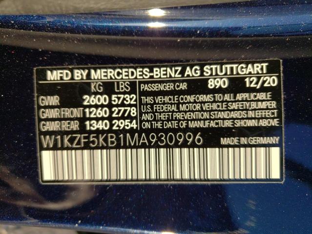 W1KZF5KB1MA930996 - 2021 MERCEDES-BENZ E 450 4MATIC BLUE photo 12