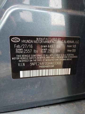 5NPE24AF0GH403368 - 2016 HYUNDAI SONATA SE TEAL photo 12