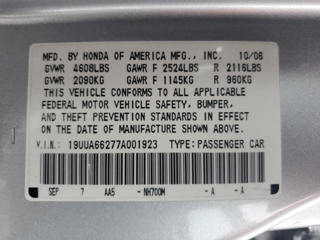 19UUA66277A001923 - 2007 ACURA TL SILVER photo 13