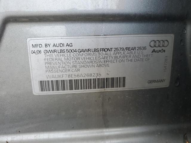 WAUKF78E56A268235 - 2006 AUDI A4 2.0T AVANT QUATTRO SILVER photo 12