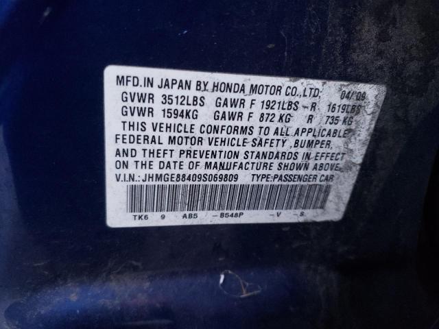 JHMGE88409S069809 - 2009 HONDA FIT SPORT BLUE photo 13