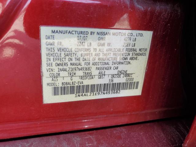 1N4AL21E97N493682 - 2007 NISSAN ALTIMA 2.5 RED photo 12