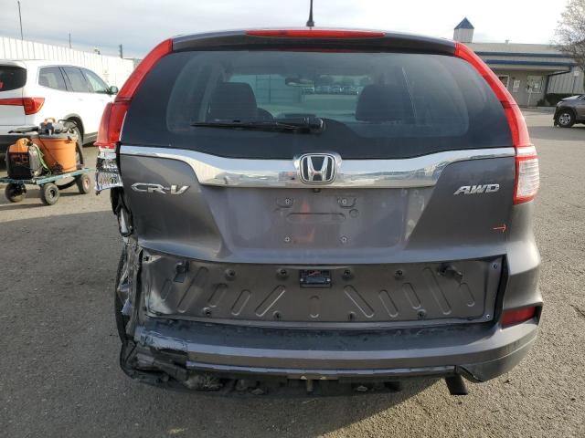 2HKRM4H32FH696504 - 2015 HONDA CR-V LX GRAY photo 6