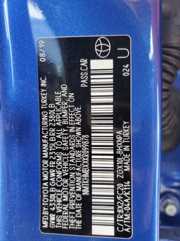 NMTKHMBXXKR099878 - 2019 TOYOTA C-HR XLE BLUE photo 13