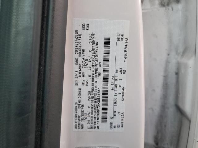 1FMCU0F7XKUB31787 - 2019 FORD ESCAPE S WHITE photo 14