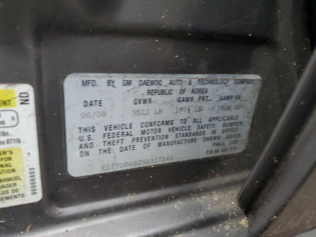 KL1TD56E29B317546 - 2009 CHEVROLET AVEO LS 灰色 照片 12