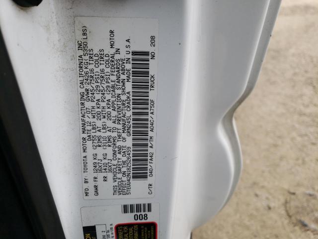 5TEUU42N18Z526459 - 2008 TOYOTA TACOMA ACCESS CAB თეთრი ფოტო 12