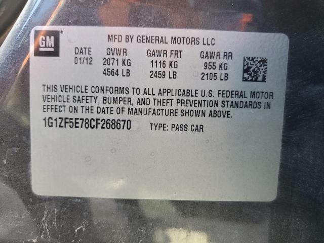 1G1ZF5E78CF268670 - 2012 CHEVROLET MALIBU 3LT გრაფიტი ფოტო 12