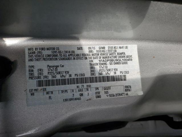 1FADP5BU9GL100459 - 2016 FORD C-MAX SEL SILVER photo 12