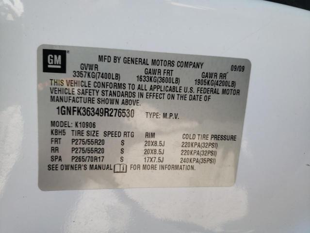 1GNFK36349R276530 - 2009 CHEVROLET SUBURBAN K1500 LTZ WHITE photo 14