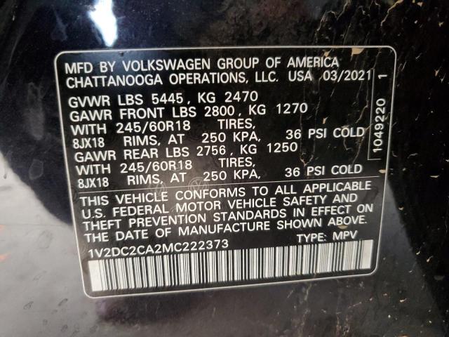 1V2DC2CA2MC222373 - 2021 VOLKSWAGEN ATLAS CROS SE Qara foto 13