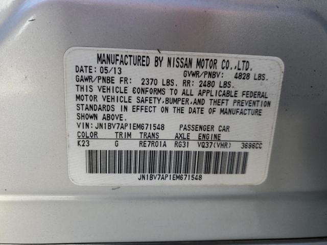 JN1BV7AP1EM671548 - 2014 INFINITI Q50 BASE GRAY photo 12