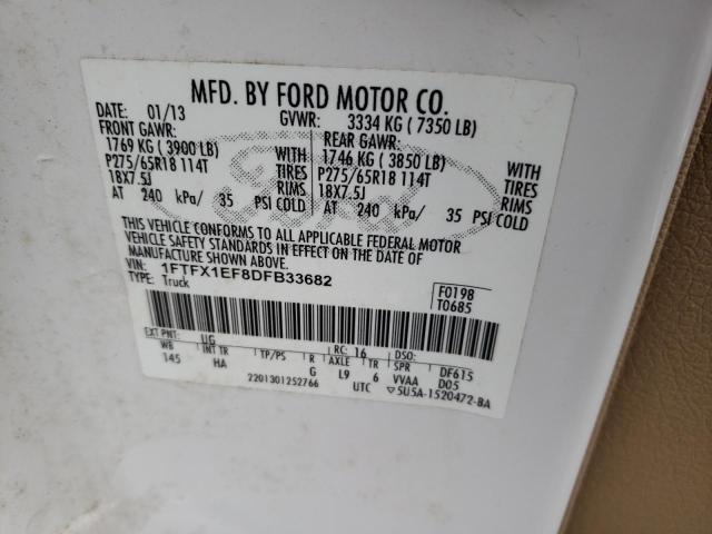 1FTFX1EF8DFB33682 - 2013 FORD F150 SUPER CAB WHITE photo 12