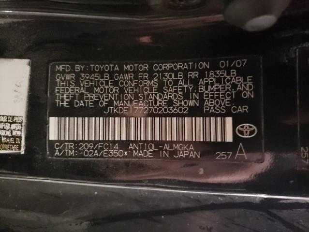 JTKDE177270203602 - 2007 TOYOTA SCION TC 黑色 照片 12