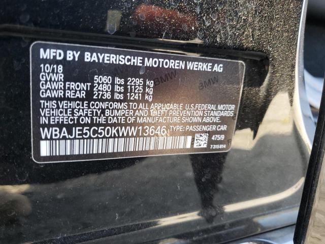 WBAJE5C50KWW13646 - 2019 BMW 540 I BLACK photo 12
