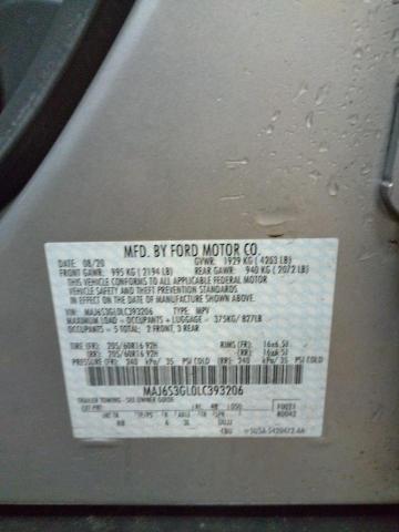 MAJ6S3GL0LC393206 - 2020 FORD ECOSPORT SE SILVER photo 13