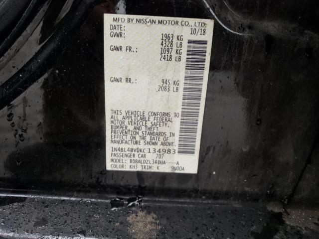 1N4BL4BV0KC134983 - 2019 NISSAN ALTIMA S BLACK photo 13