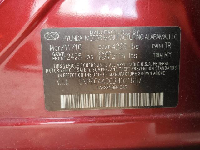 5NPEC4AC0BH031607 - 2011 HYUNDAI SONATA SE RED photo 13