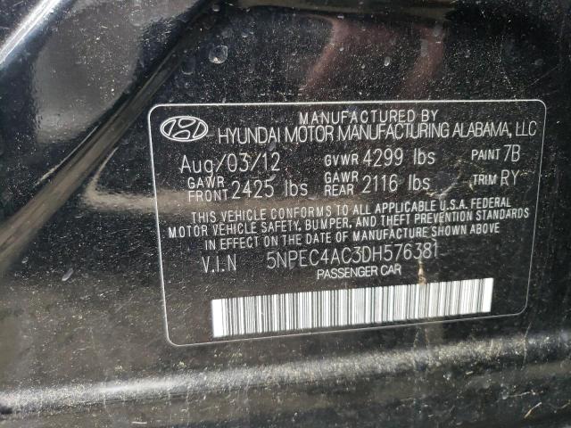 5NPEC4AC3DH576381 - 2013 HYUNDAI SONATA SE BLACK photo 12