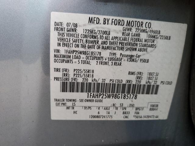 1FAHP25W98G185178 - 2008 FORD TAURUS LIMITED BLUE photo 12