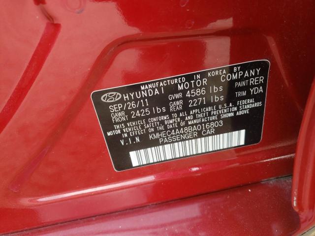 KMHEC4A48BA016803 - 2011 HYUNDAI SONATA HYBRID RED photo 10