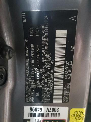 5TDYK3DC0ES487384 - 2014 TOYOTA SIENNA XLE GRAY photo 14