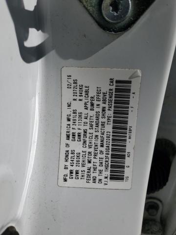 1HGCR3F80GA020823 - 2016 HONDA ACCORD EXL WHITE photo 12