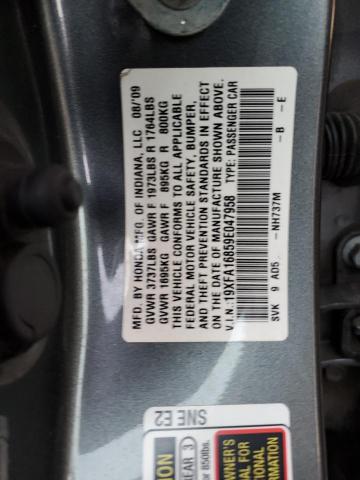 19XFA16859E047958 - 2009 HONDA CIVIC EX GRAY photo 13