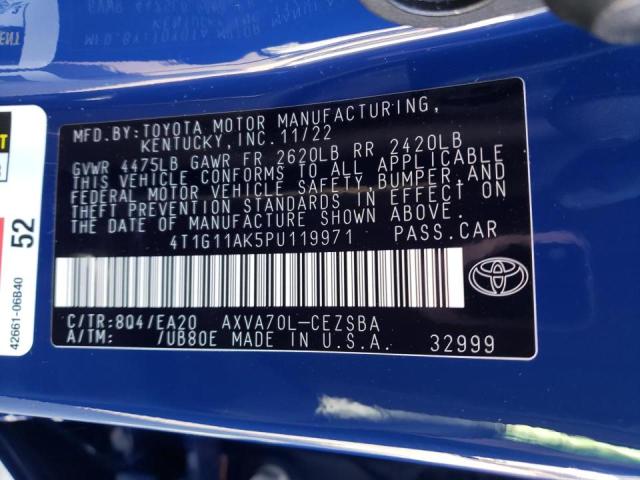 4T1G11AK5PU119971 - 2023 TOYOTA CAMRY SE NIGHT SHADE BLUE photo 12