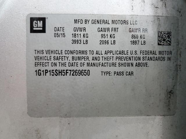 1G1P15SH5F7269650 - 2015 CHEVROLET CRUZE L SILVER photo 12