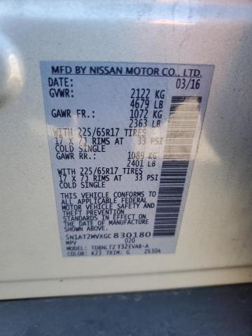 5N1AT2MVXGC830180 - 2016 NISSAN ROGUE S SILVER photo 13