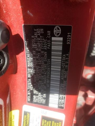 4T1BF1FK9CU617234 - 2012 TOYOTA CAMRY BASE RED photo 12