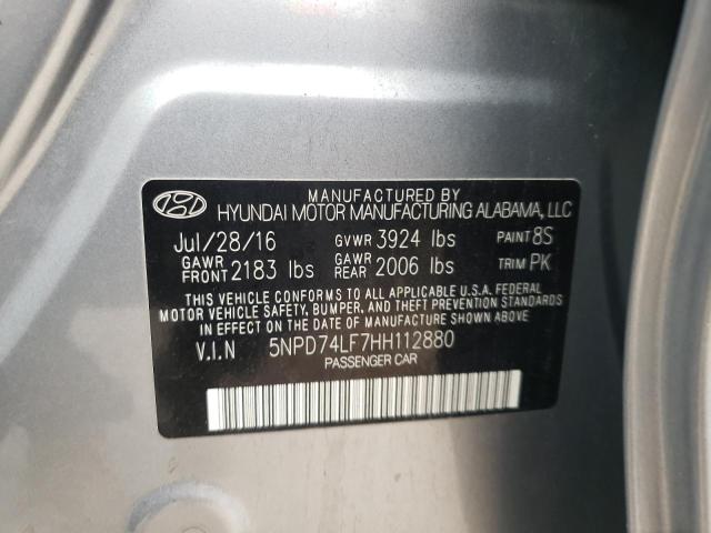 5NPD74LF7HH112880 - 2017 HYUNDAI ELANTRA SE SILVER photo 12