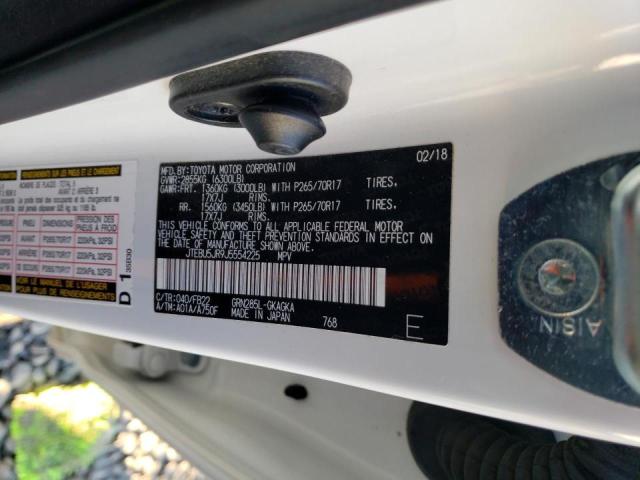 JTEBU5JR9J5554225 - 2018 TOYOTA 4RUNNER SR5/SR5 PREMIUM WHITE photo 12