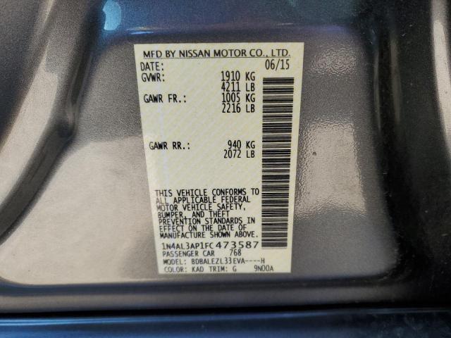 1N4AL3AP1FC473587 - 2015 NISSAN ALTIMA 2.5 GRAY photo 12