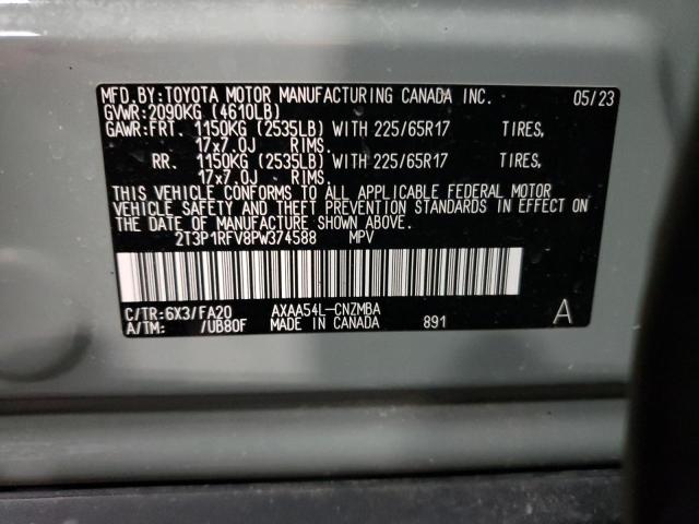 2T3P1RFV8PW374588 - 2023 TOYOTA RAV4 XLE GRAY photo 12