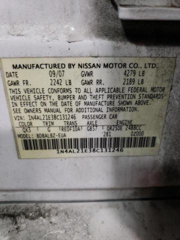 1N4AL21E38C131246 - 2008 NISSAN ALTIMA 2.5 WHITE photo 13