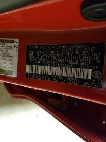 2T1KR32E17C681696 - 2007 TOYOTA COROLLA MA XR RED photo 13