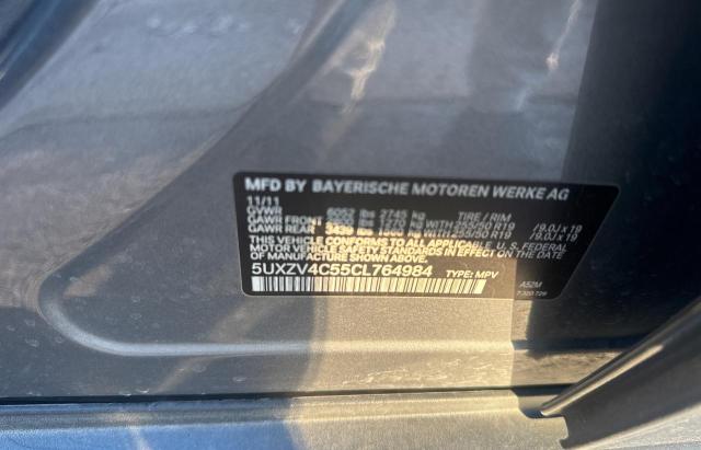 5UXZV4C55CL764984 - 2012 BMW X5 XDRIVE35I ნაცრისფერი ფოტო 10