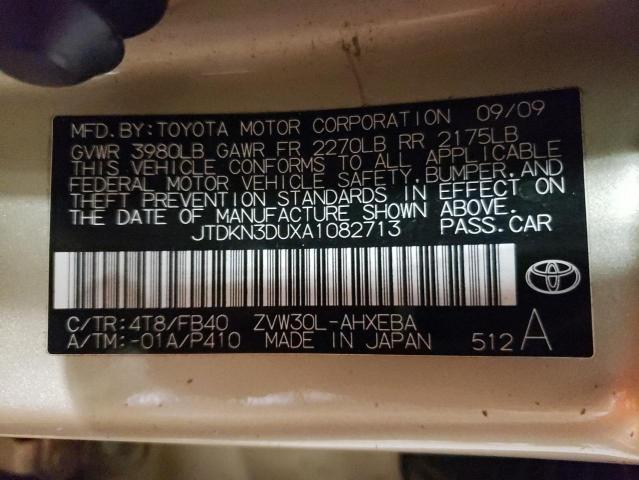 JTDKN3DUXA1082713 - 2010 TOYOTA PRIUS GOLD photo 12