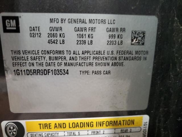 1G11D5RR9DF103534 - 2013 CHEVROLET MALIBU 1LT Gris photo 12