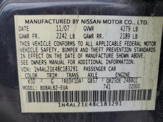 1N4AL21E48C183291 - 2008 NISSAN ALTIMA 2.5 GRAY photo 12