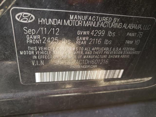 5NPEB4AC1DH601216 - 2013 HYUNDAI SONATA GLS BLACK photo 12