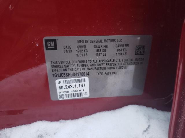 1G1JC5SH9D4176614 - 2013 CHEVROLET SONIC LT RED photo 12