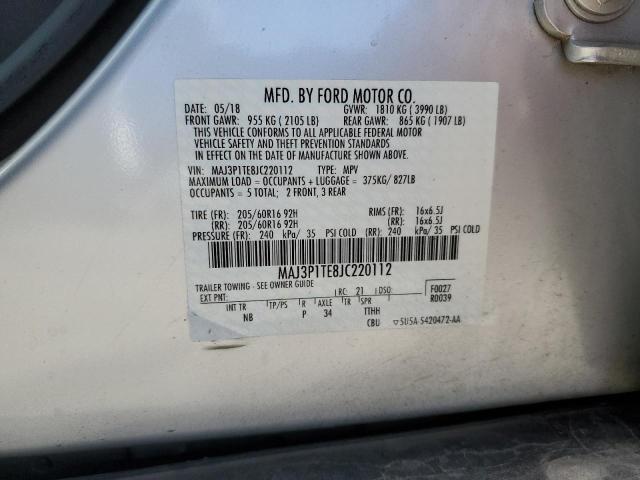 MAJ3P1TE8JC220112 - 2018 FORD ECOSPORT SE SILVER photo 13